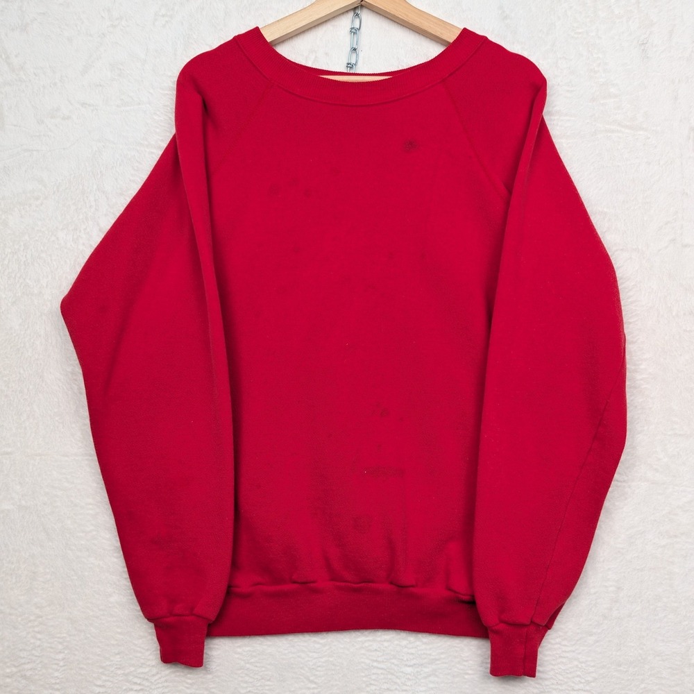 VTG Pannill Hanes Sweatshirt Men's XL Red Blank Raglan Crewneck Made in USA 80s